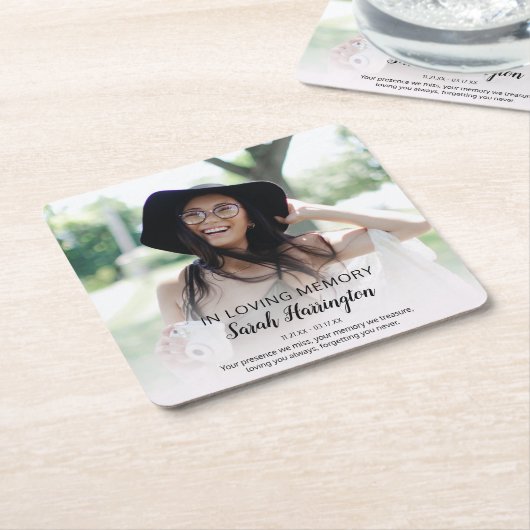 思い出モダンを愛して |フォトメモリアル スクエアペーパーコースター (アングル)