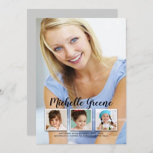 思い出4写真卒業発表 招待状 (正面/裏面)