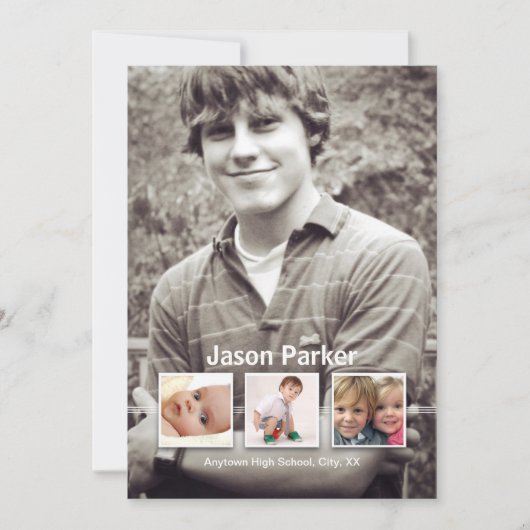 思い出4写真卒業発表 招待状 (正面)