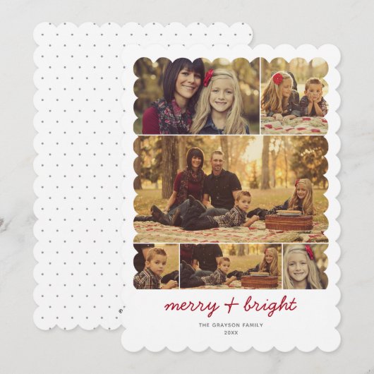 思い出6 Photo Scalloped Holiday Greeting Card シーズンカード (正面/裏面)