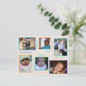 思い出 カラフル あらゆる場面 6枚の写真のコラージュ ポストカード (スタンド正面)