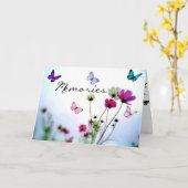 思い出 – 蝶々のお悔やみカード カード (黄色い花)