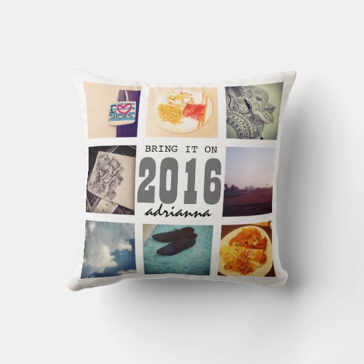思い出Instagramフォトコラージュ2016それを持って来る クッション (裏面)