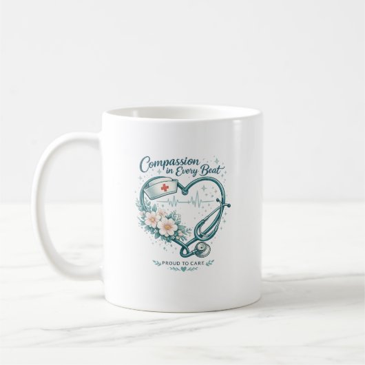 思い込めて一心に Nurse Heart デザイン コーヒーマグカップ (左)
