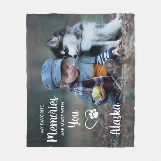 思お気に入りのい出カスタムのペットドッグ記念写真 フリースブランケット (正面)