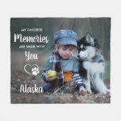 思お気に入りのい出カスタムのペットドッグ記念写真 フリースブランケット (正面(横))