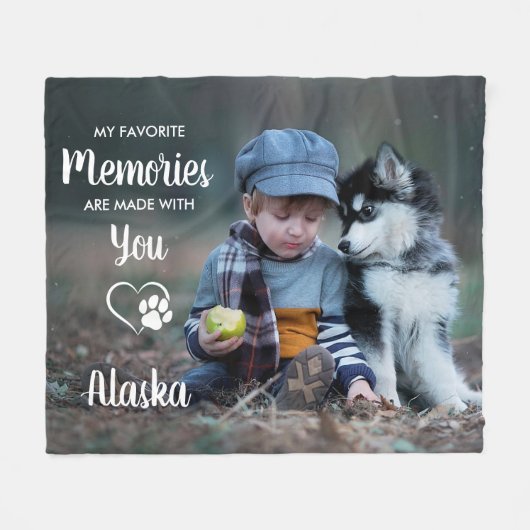 思お気に入りのい出カスタムのペットドッグ記念写真 フリースブランケット (正面(横))