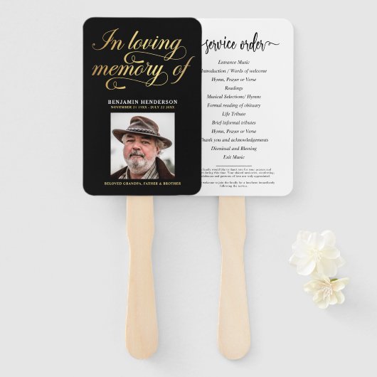 思エレガントい出の葬儀の写真 ハンドファン (正面&裏面)