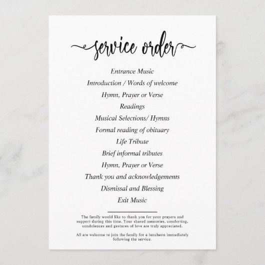 思エレガントい出の葬儀の写真 プログラム (裏面)