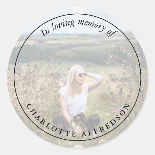 思エレガントい出の葬儀の記念写真 ラウンドシール (正面)