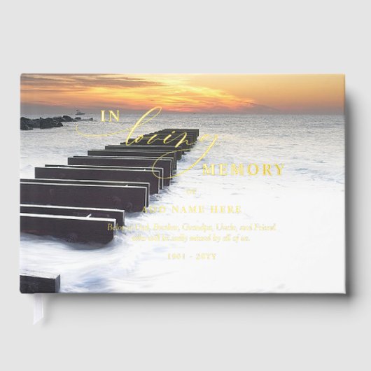 思エレガント実在い出の日没の葬儀のホイル ゲストブック (正面)