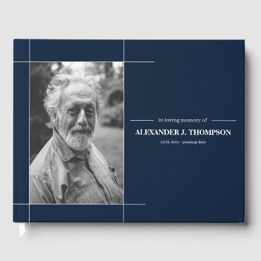 思モダンい出の葬儀で白と海軍 ゲストブック (正面)