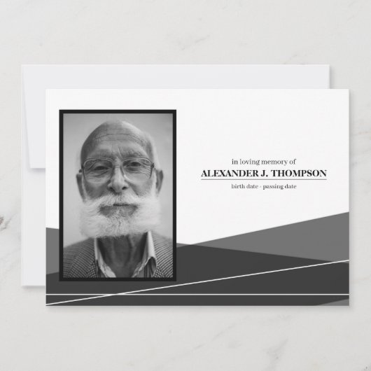 思モダンい出の葬式で白黒 サンキューカード (正面)