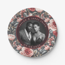思ユニーク結婚い出のバラ結婚プレート ペーパープレート