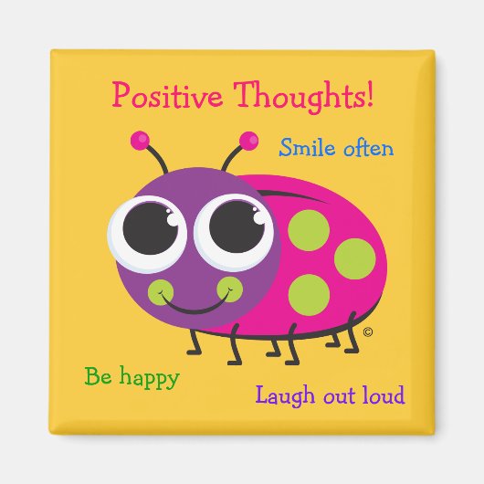 思前向きい – かわいいLadybugマグネット マグネット (正面)