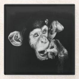 思想家チンパンジーのポートレート ガラスコースター