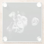 思想家チンパンジーのポートレート ガラスコースター (裏面)