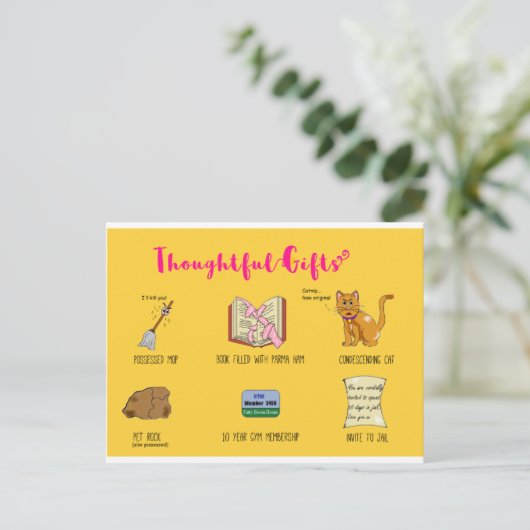 思慮深いギフトのおもしろいな漫画のクリスマスカード シーズンポストカード (スタンド正面)