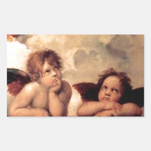 思慮深い天使の製品 長方形シール (正面)