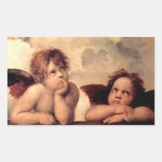 思慮深い天使の製品 長方形シール (正面)