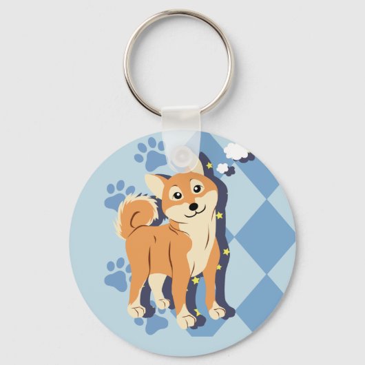 思慮深い柴犬 キーホルダー (正面)