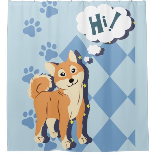 思慮深い柴犬 シャワーカーテン (正面)