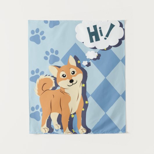 思慮深い柴犬 タペストリー (正面)