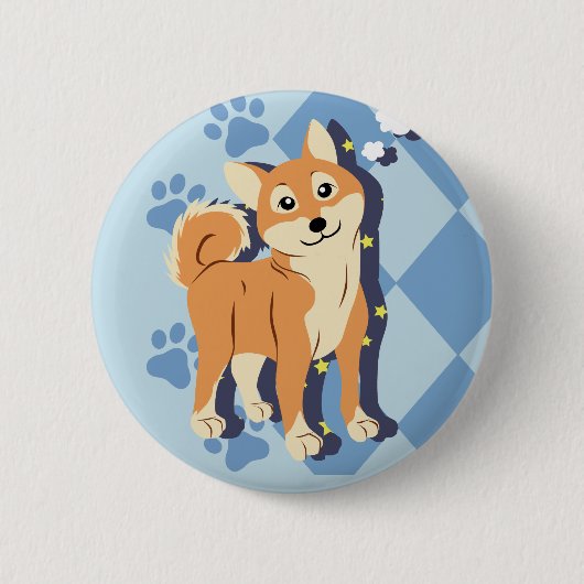 思慮深い柴犬 缶バッジ (正面)