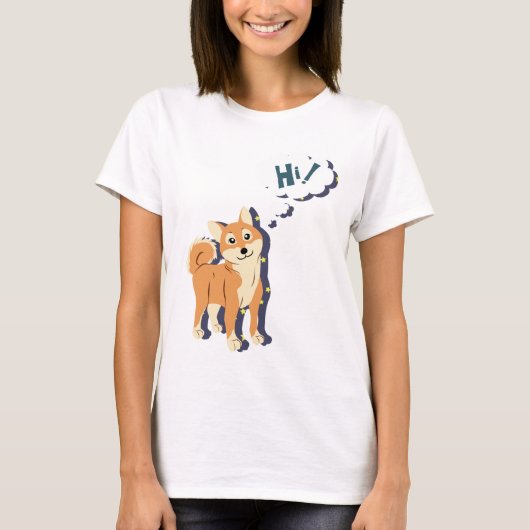 思慮深い柴犬 Tシャツ (正面)