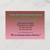 思慮深い蝶の信頼介護者 名刺 (裏面)