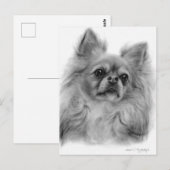 思慮深い視線 – 手絵を描犬のアートワーク ポストカード (正面/裏面)