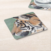 思慮深いTIGERギフトセットのコースター水の色 スクエアペーパーコースター (アングル)