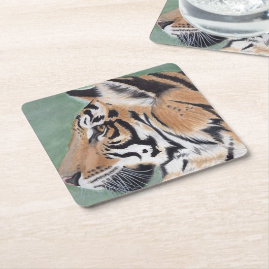 思慮深いTIGERギフトセットのコースター水の色 スクエアペーパーコースター (アングル)