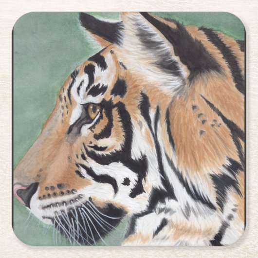 思慮深いTIGERギフトセットのコースター水の色 スクエアペーパーコースター (正面)