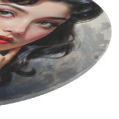 思慮深インスパイアい若い女性のレトロポートレート カッティングボード (角)