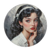 思慮深インスパイアい若い女性のレトロポートレート カッティングボード (正面)