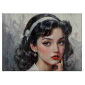 思慮深インスパイアい若い女性のレトロポートレート カッティングボード (正面)