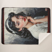 思慮深インスパイアい若い女性のレトロポートレート シェルパブランケット (正面(横))