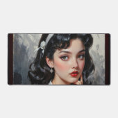 思慮深インスパイアい若い女性のレトロポートレート デスクマット (正面)