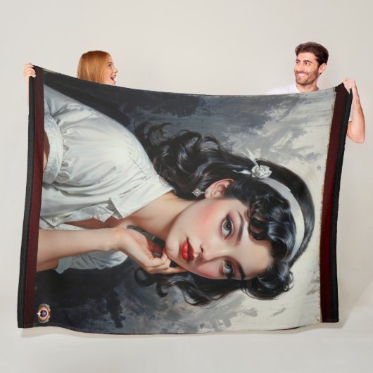 思慮深インスパイアい若い女性のレトロポートレート フリースブランケット (インサイチュ)