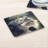 思慮深考えいサルおもしろい引用文 スクエアペーパーコースター (アングル)