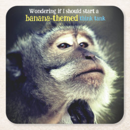 思慮深考えいサルおもしろい引用文 スクエアペーパーコースター