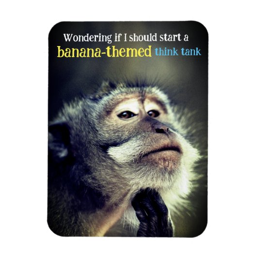 思慮深考えいサルおもしろい引用文 マグネット (縦)