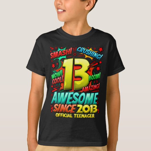 思春期の13歳の少年 13歳の誕生日の男の子 Tシャツ (正面)