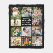 思最高のい出引用文11フォトコラージュブラック フリースブランケット (正面)