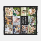 思最高のい出引用文11フォトコラージュブラック フリースブランケット (正面(横))