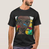 思考が泳ぐ場所 | 黒人女性アート アフロセントリック Tシャツ (正面)
