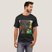 思考が泳ぐ場所 | 黒人女性アート アフロセントリック Tシャツ (正面フル)