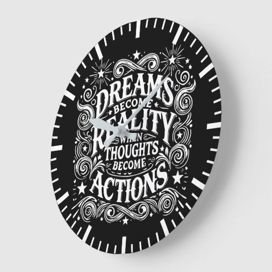 思考が行動を起こすと夢が現実になる ラージ壁時計 (傾斜)