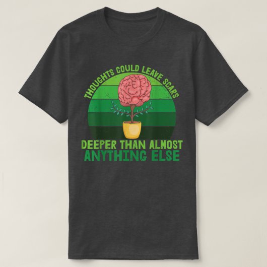 思考が離れ傷つき可能性があるグリーンリボン心の声 Tシャツ (デザイン正面)